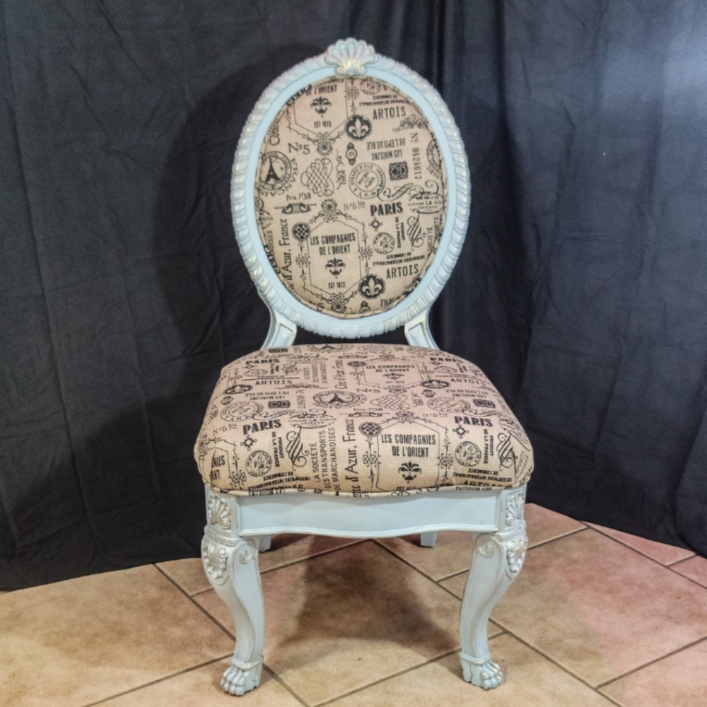 Statement Chair / Blue Louis XV Style Accent Piece